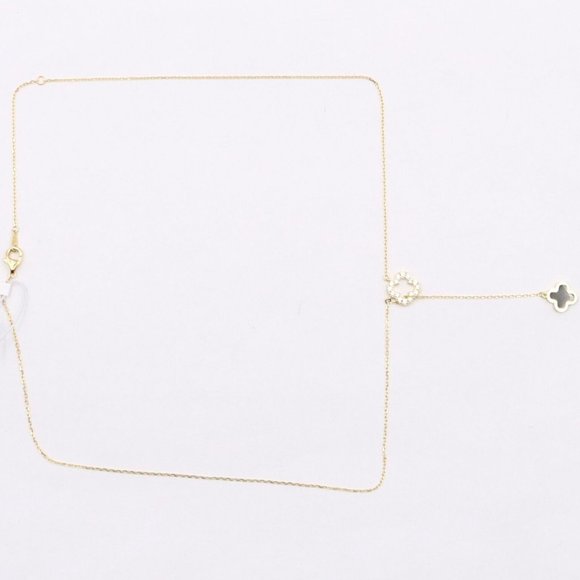 New RACHEL ZOE 18k Gold Plated Sterling Silver Clover Lariat Necklace - Picture 5 of 9